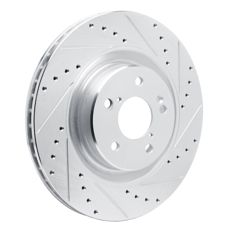 Acura MDX Brake Rotor (1) - Front Right - R1 Concepts - Drilled & Slotted - Silver - `22-`26